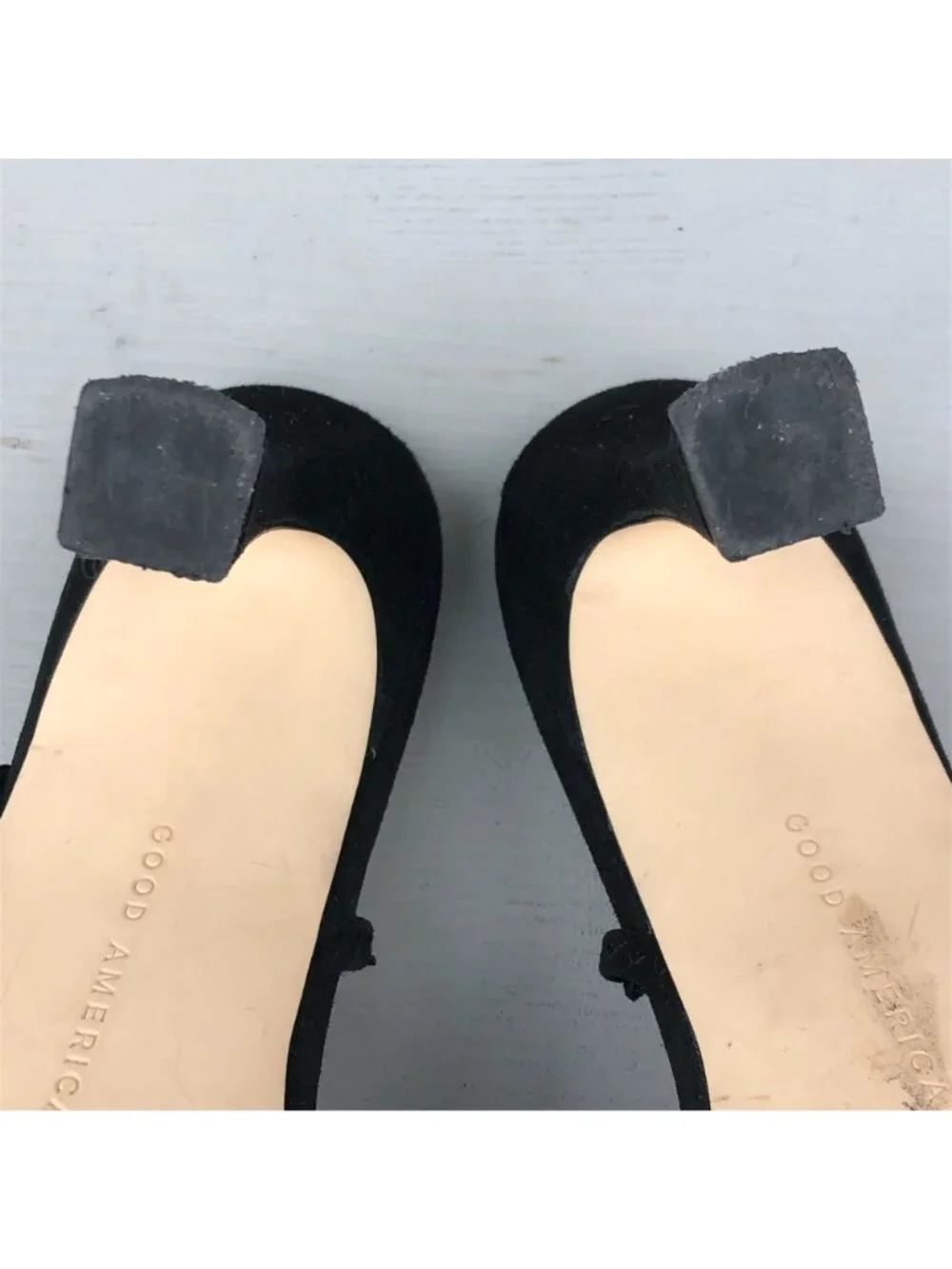 Good American Women' Size 9 Black Gold Chain Ankle Strap High Heel Sandals SPAIN